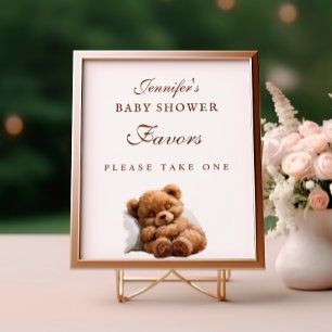 Poster Faveurs de Baby Shower Ours en Peluche Endormi Ado