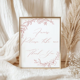 Poster Faveurs de Baby Shower Rose Floral Timeless Vintag