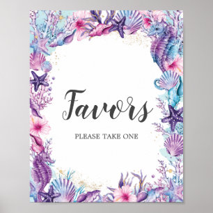 Poster Faveurs de fête d'anniversaire Rose Violet Sous l'