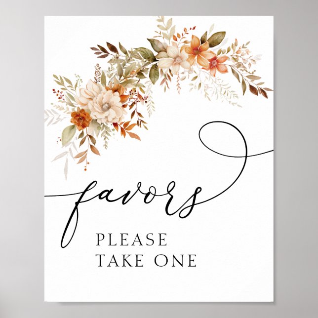 Poster faveurs de fleurs bohèmes automne (Devant)