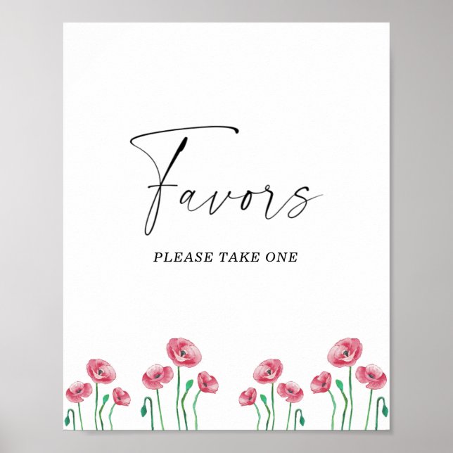 Poster Faveurs de mariage à l'aquarelle, veuillez prendre (Devant)