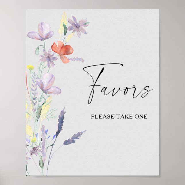 Poster Faveurs de mariage bohème aquarelle, prenez-en une (Devant)