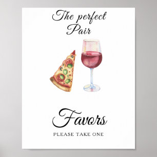Poster Faveurs de mariage pour la mariée : pizza et vin