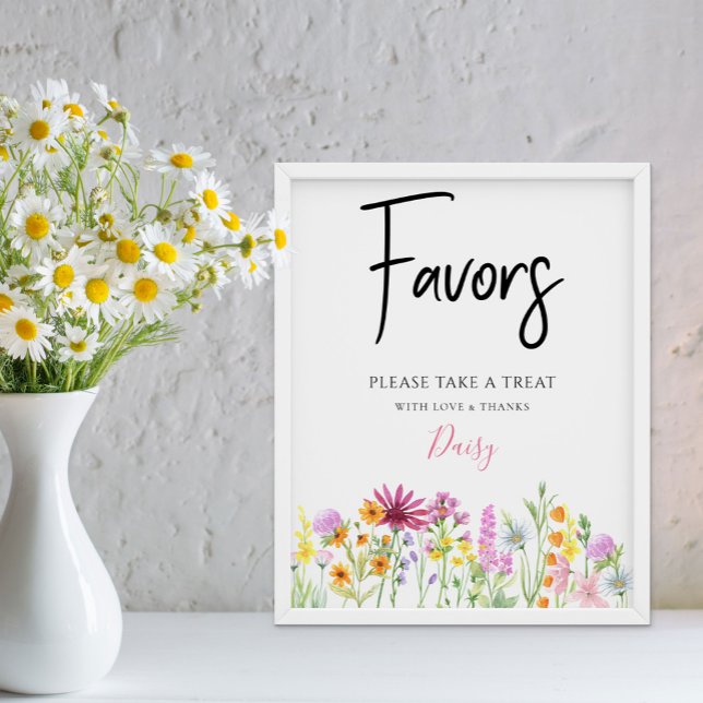 Poster Faveurs du Baby shower de prairie fleur sauvage (Floral favors sign from my Wildflower Meadow Collection - or printed or as digital file)