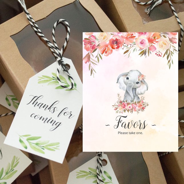 Poster Faveurs du Baby shower éléphant bébé (Créateur téléchargé)