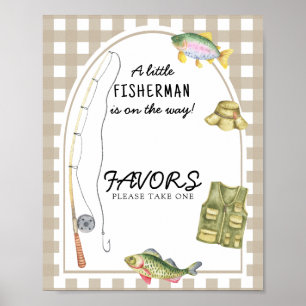 Poster Faveurs du Baby shower pêcheur
