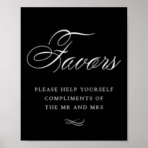 Poster Faveurs élégantes Calligraphie blanche Panneau d