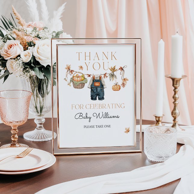 Poster Faveurs Signer Citrouille Rustic Fall Baby shower (Créateur téléchargé)