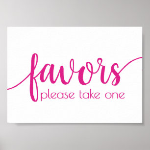 Poster Faveurs simples Hot Pink Wedding Party Event