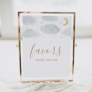 Poster Faveurs sur le panneau Baby shower de la lune