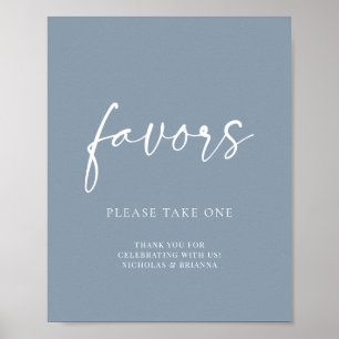 Poster Favor de mariage classique moderne bleu poussiéreu