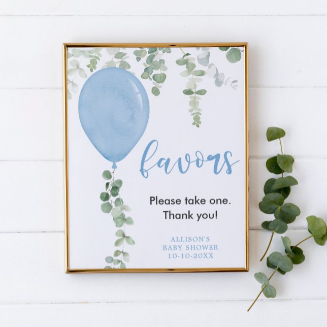 Poster Favoris ballons bleus baby shower verdoyant (Créateur téléchargé)