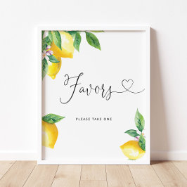 Poster Favoris de citron à l'aquarelle. Favoris d'agrumes