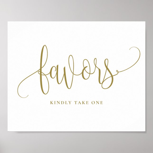 Poster Favoris de fête écriture calligraphique jolie doré (Devant)