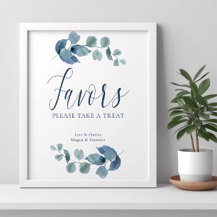 Poster Favoris de feuillage simple à l'aquarelle d'eucaly