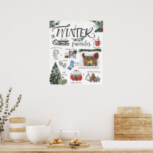 Poster Favoris de l'hiver tendance   Illustrations aquare