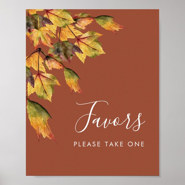 Poster Favoris de mariage rustiques marron automne feuill (Créateur téléchargé)