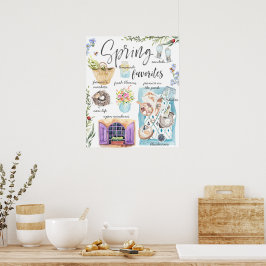 Poster Favoris de printemps tendance | Illustration aquar