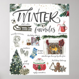 Poster Favoris hivernaux tendance | Illustrations d'aquar