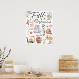Poster Favoris tendance automne | Illustrations d'aquarel