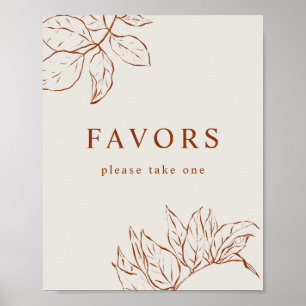 Poster Favoriser le Baby shower botanique orange brûlé