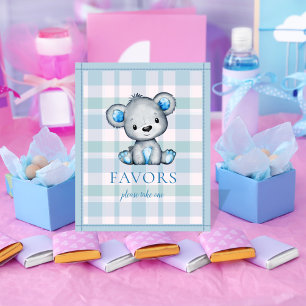 Poster Favoriser le Baby shower d'ours gris mou de table