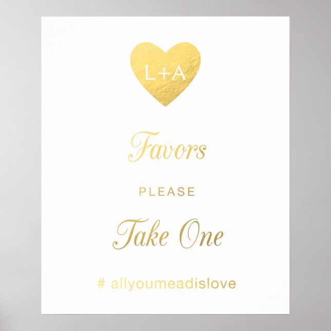 Poster Favoriser le signe Mariage, faux coeur d'or (Devant)