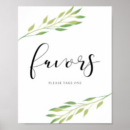 Poster Favoriser le signe mariage feuille vert Aquarelle