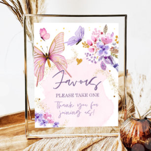 Poster Favoriser Papillon Floral Jardin Douche Anniversai