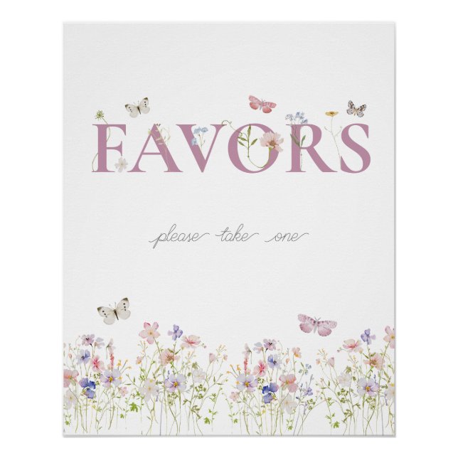 Poster Favoriser Papillon Floral Jardin Douche Anniversai (Devant)