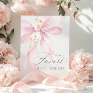 Poster Favors de baby shower à l'aquarelle Ruban Rose