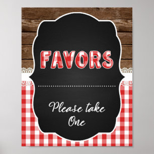 Poster Favors Sign - Red Baby Q