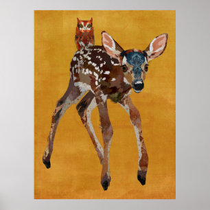 POSTER FAWN & AMBER OWL