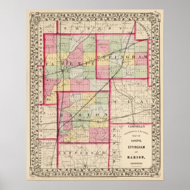 Poster Fayette, Effingham, Marion, comtés (Devant)