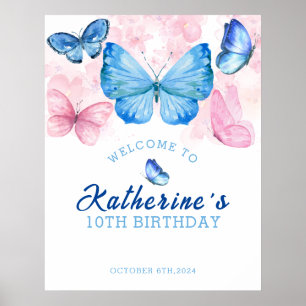 Poster Fbattement sur les papillons Accueil d'anniversair