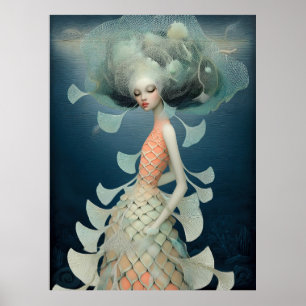 Poster *~* FD2 12  Déesse de l'Eau Fantastique Mer Sirène