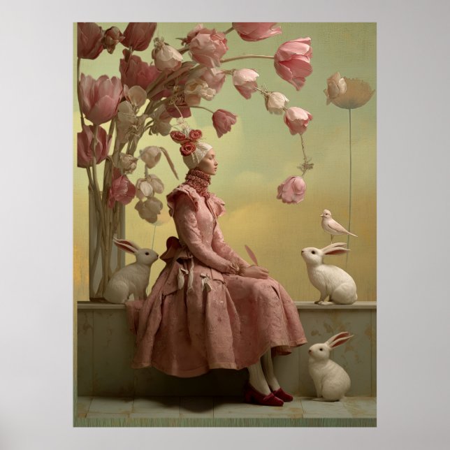 Poster *~* FD2 22 Surreal  Bird  Flowers Rabbit Fantasy (Devant)