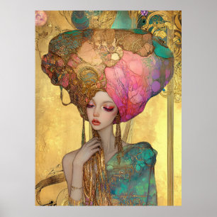 Poster *~* FD2 28 Femme Éthérée Fantaisie Ornée Nouveau 