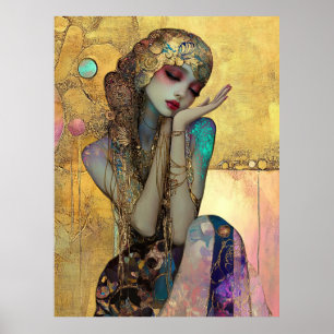 Poster *~* FD2 34 Orné Fantaisie Nouvel Art Ethéré Femme 