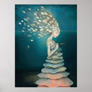 Poster *~* FD2 5  Déesse de l'Eau Fantastique Mer Sirène 