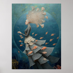 Poster *~* FD2 7  Déesse de l'Eau Fantastique Mer Sirène 
