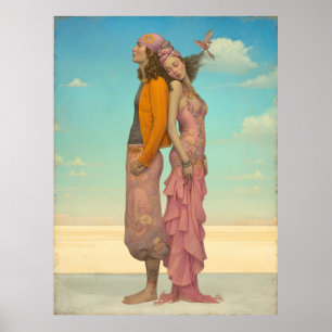 Poster *~* FD2 Amour Rétro Romantique Boho Couple 22