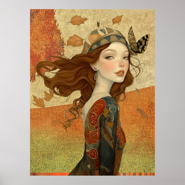 Poster *~* FD2 Automne Fille lunaire Automne Rétro 10 (Devant)
