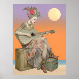 Poster ^~* FD2 Bohème Bohème Femme Guitare 2