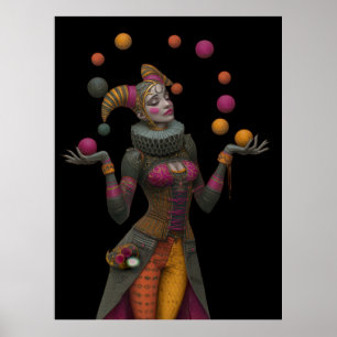 Poster FD2 Circus Clown Art 26 Carnaval rétro Vintage