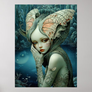 Poster *~* FD3 12 Imaginaire nymphe de forêt enchantant