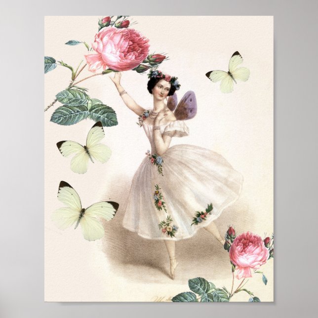 Poster Fée Ballerine Féminine Vintage (Devant)