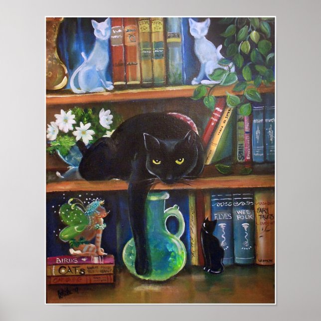 Poster Fée cachant un coque de livre de Cat (Devant)