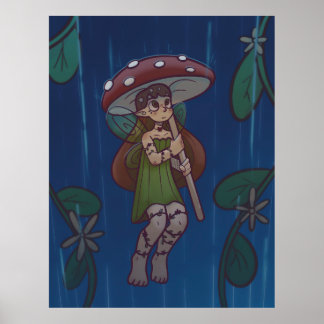 Poster Fée Champignon de Jour de Pluie