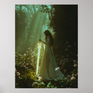 Poster Fée dans une forêt magique
